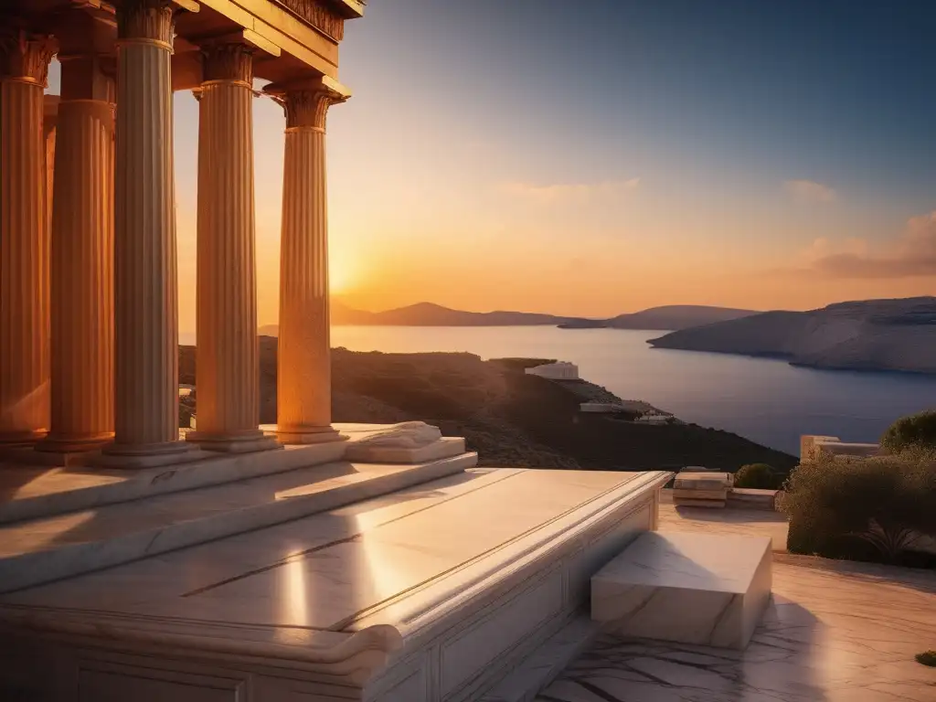 'Economía en la Antigua Grecia: Filosofía y Ética' - Imagen destacada de la grandiosidad de la antigua Grecia, con el Parthenon y el Templo de Apollo