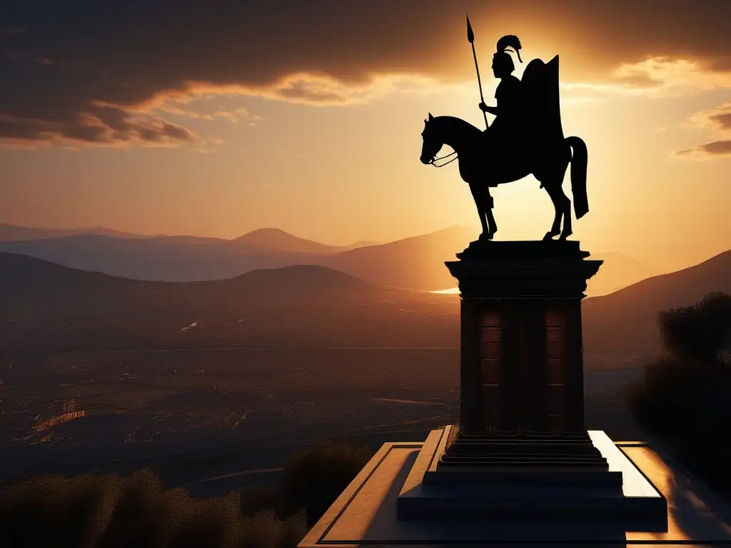 Estatua de Leonidas en Sparta, al atardecer - Fundación de Esparta en la Antigua Grecia