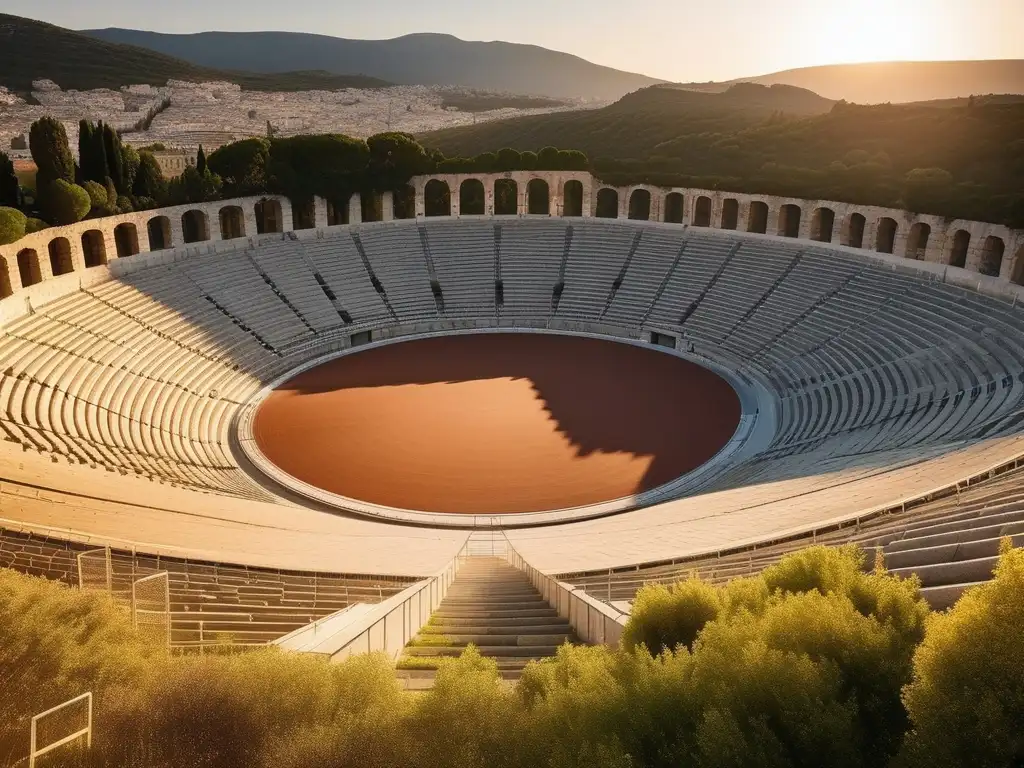 Historia y evolución de estadios en Grecia Antigua: impresionante imagen de un estadio griego rodeado de vegetación