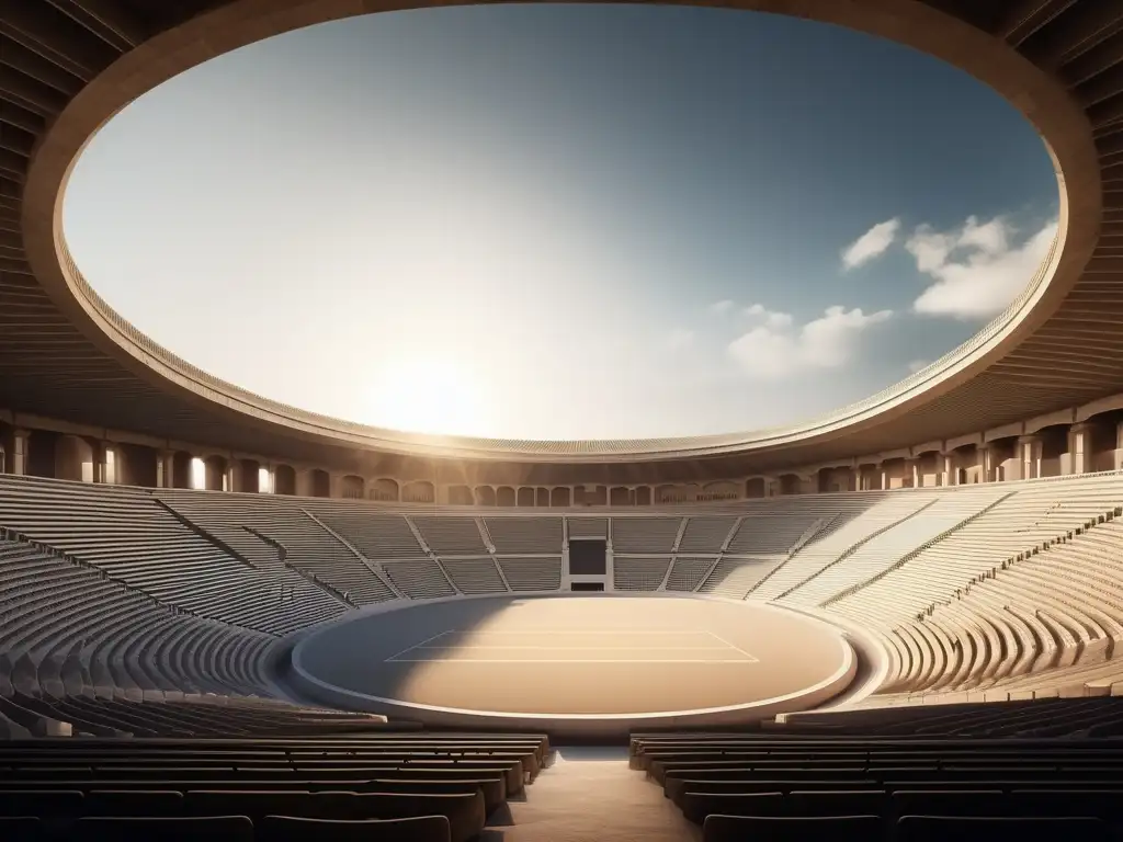 Estadio griego antiguo: Arquitectura y espectadores, representando la grandeza y diseño de la época