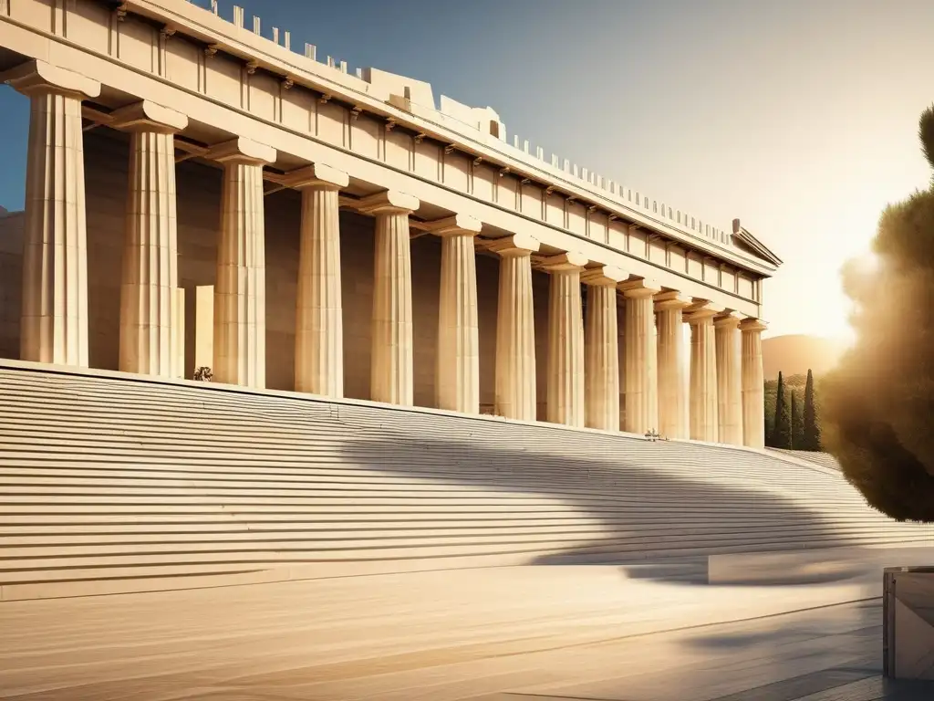 Estadio grandioso en la antigua Atenas, reflejo de las Juegos Panatenaicos y su relevancia en la diplomacia griega