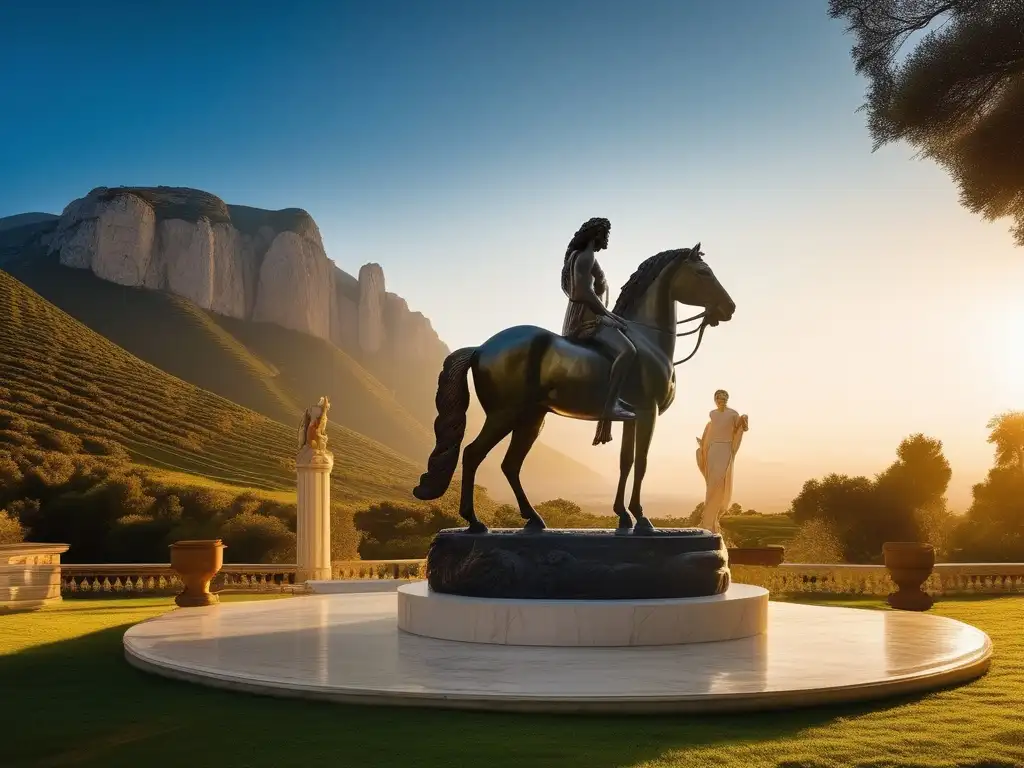 Estatua marmórea de centauro, mitología griega y animales reales