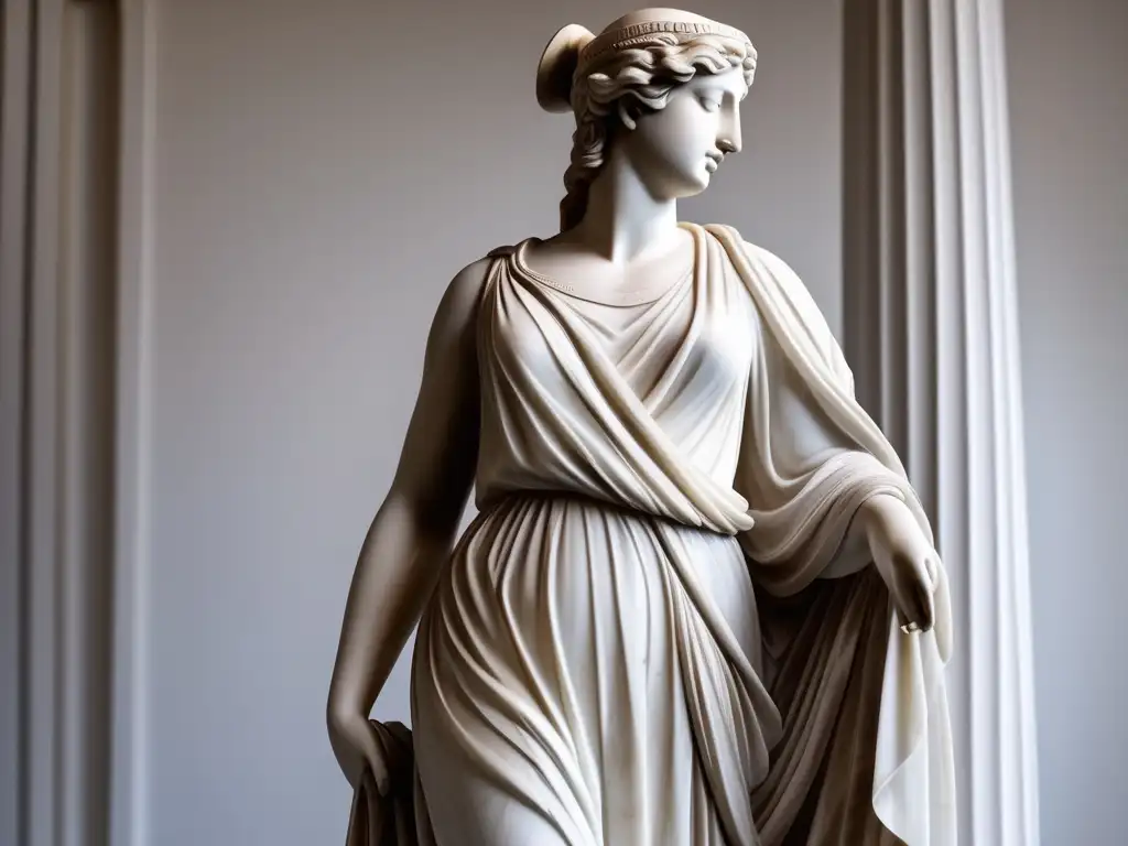 Estatua de diosa griega con Himation: Significado prendas exteriores Antigua Grecia