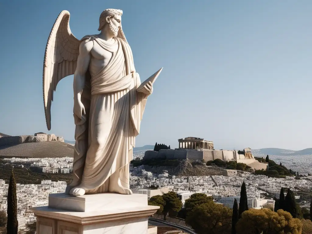 Estatua mármol Dracón legislador, Grecia antigua, Acropolis, minimalismo