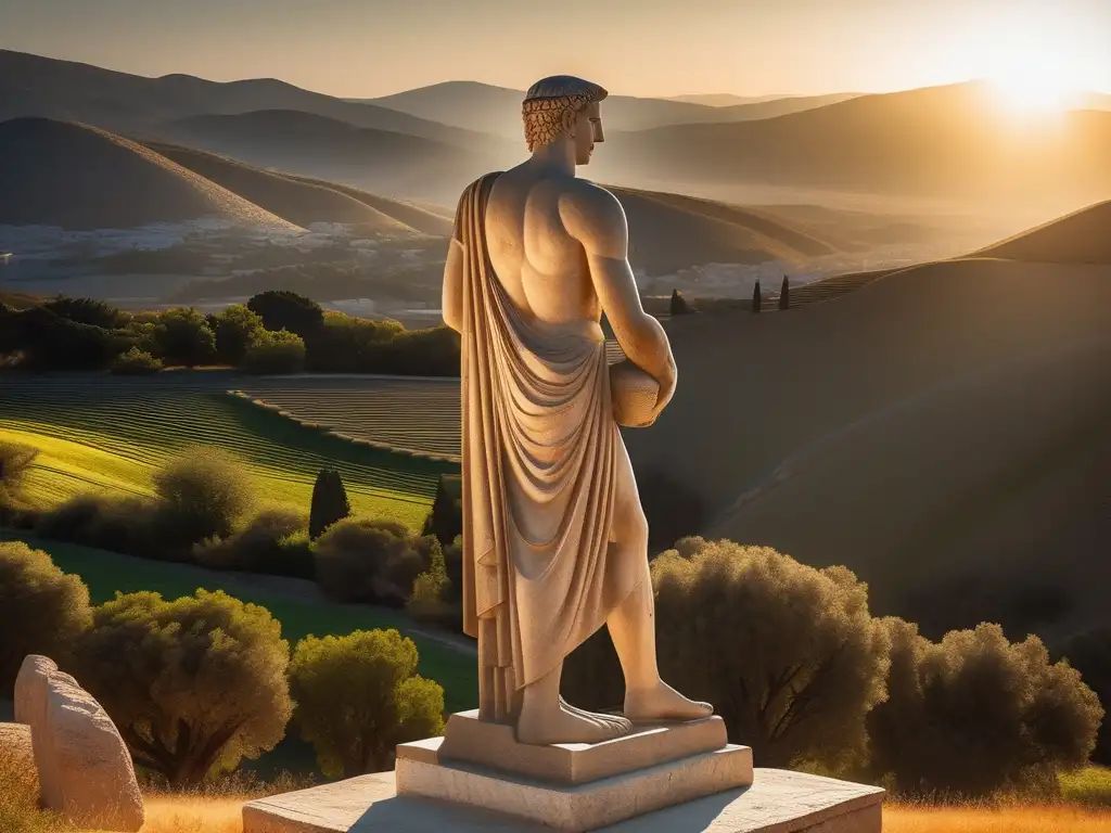 Importancia del arte arcaico en Grecia: Kouros solitario en paisaje sereno