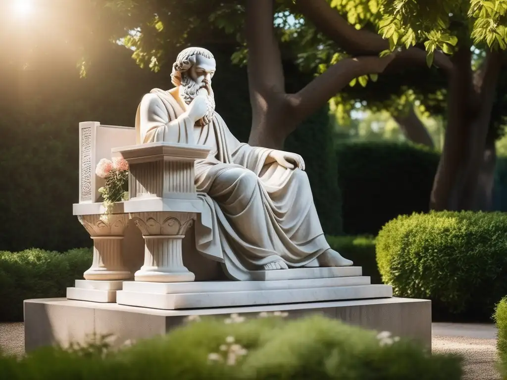 Estatua mármol Sócrates en jardín sereno: Influencia del pensamiento de Sócrates en la actualidad