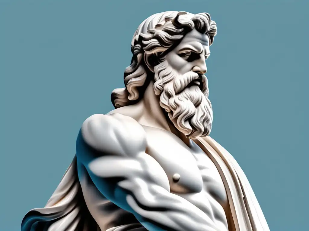 Estatua mármol Zeus: influencia literatura moderna Grecia