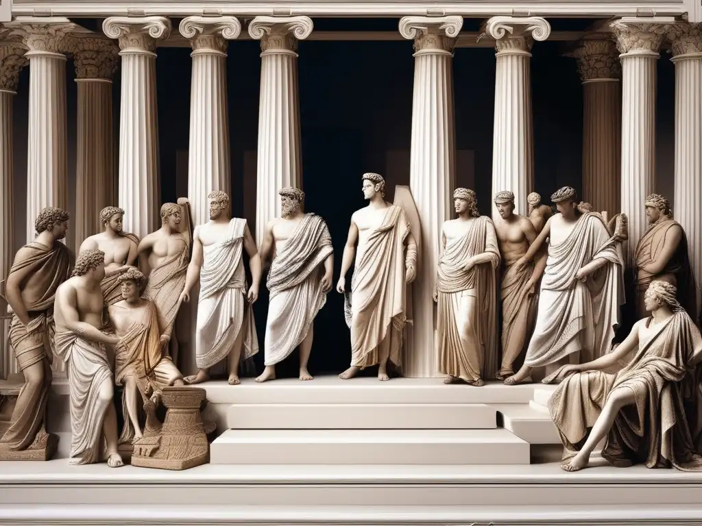 Evolución moda masculina Grecia: Toga a túnicas y himations, colores terrosos a vibrantes, expresión cultural y poder