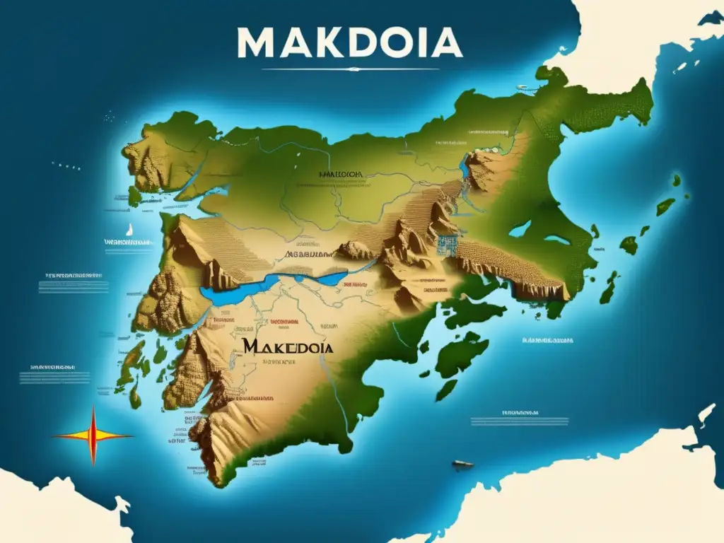 Importancia Guerras Macedónicas: Detallada imagen minimalista que muestra la expansión del Reino de Macedonia en la antigua Grecia