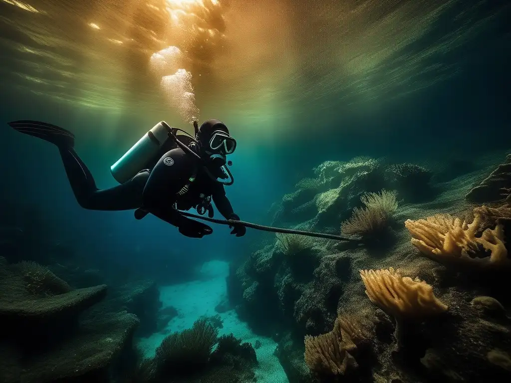 Buzo explorando naufragio barco griego, belleza arqueológica y vida marina