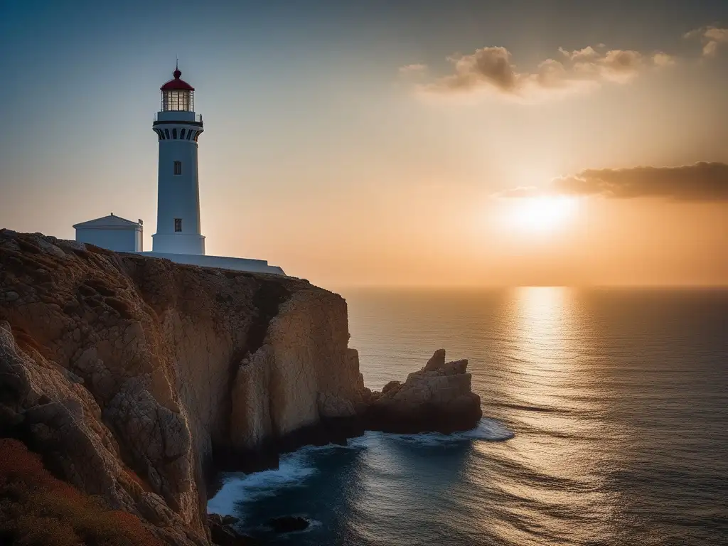 Majestuoso faro antiguo de Grecia guía la navegación marítima con encanto y seguridad