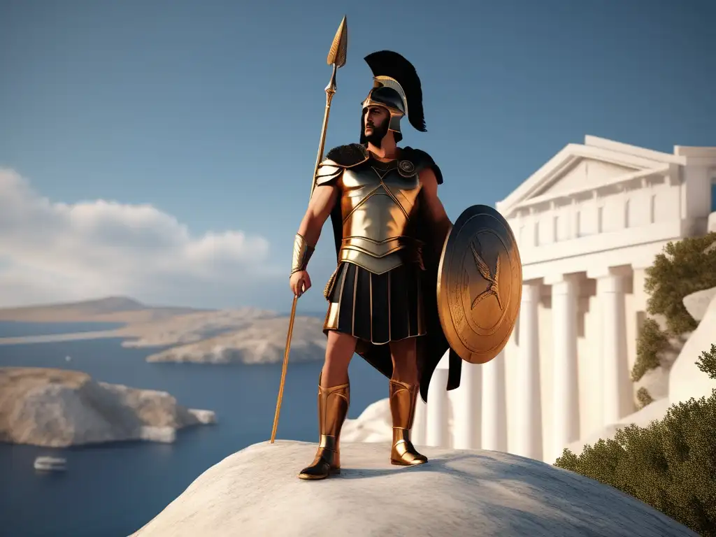 Heroe griego en paisaje epico: Valor heroico en la épica griega
