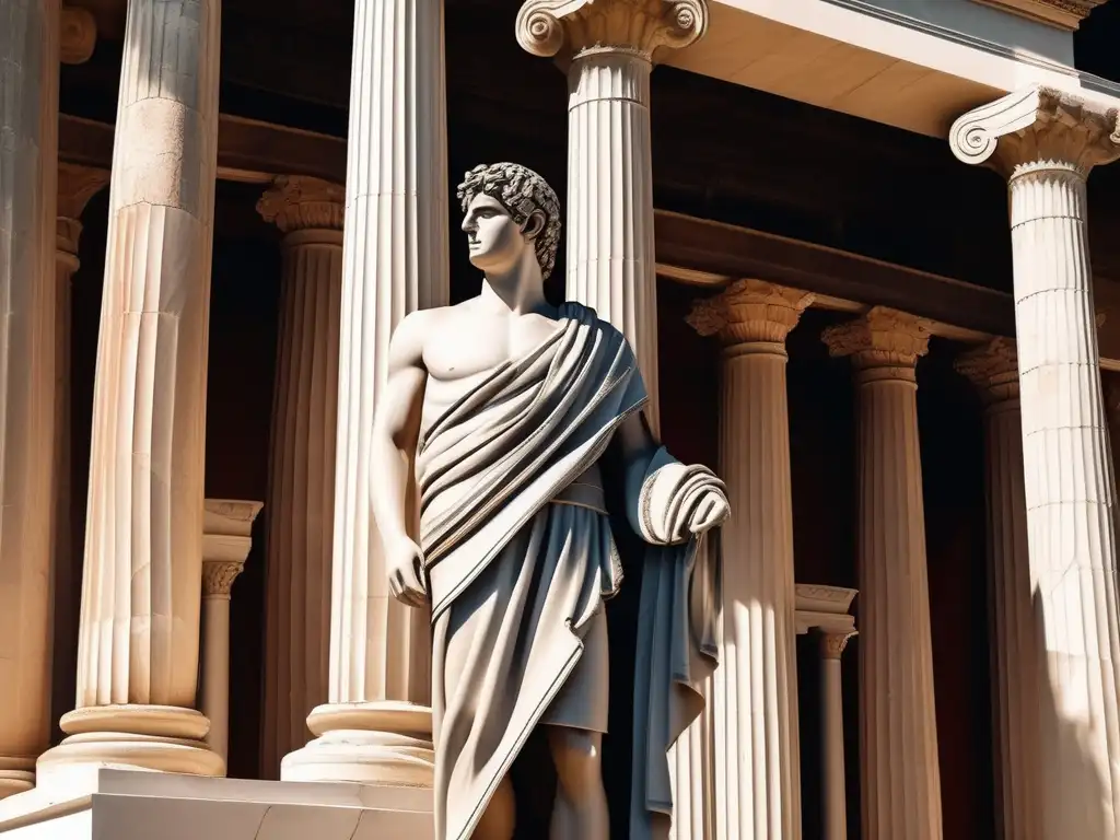 Figura masculina con toga: Vestimentas tradicionales de la Antigua Grecia