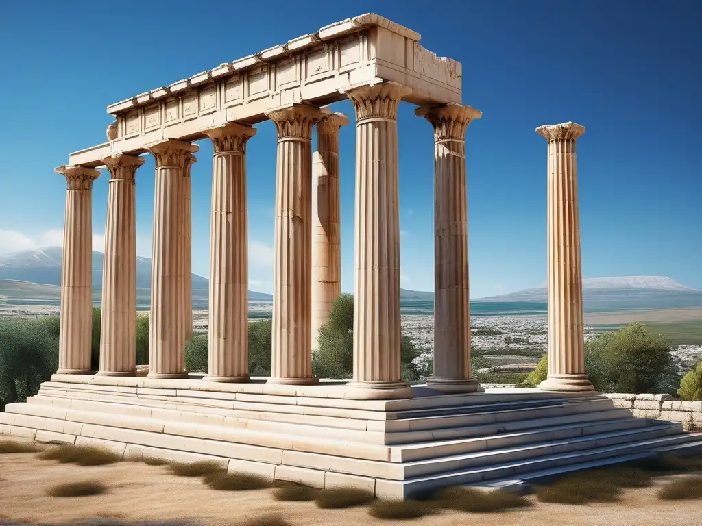 Importancia de Corinto en la Antigua Grecia: vista impresionante de la ciudad con el majestuoso Templo de Apolo y paisajes naturales