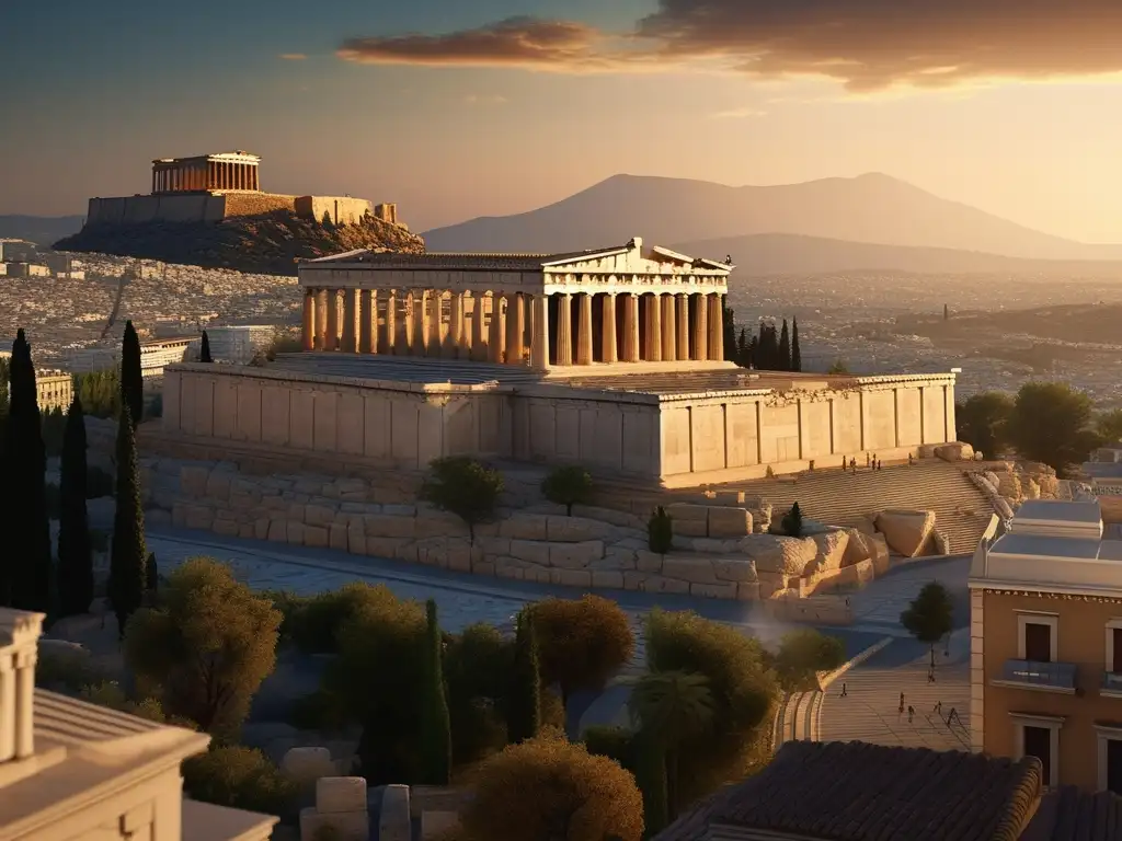 Vista panorámica de Atenas, ciudad antigua y cuna de la civilización griega, con el Parthenon y otros monumentos emblemáticos