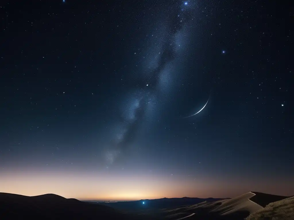 Influencia música en astronomía griega: imagen nocturna con estrellas, lyra griega y belleza celeste