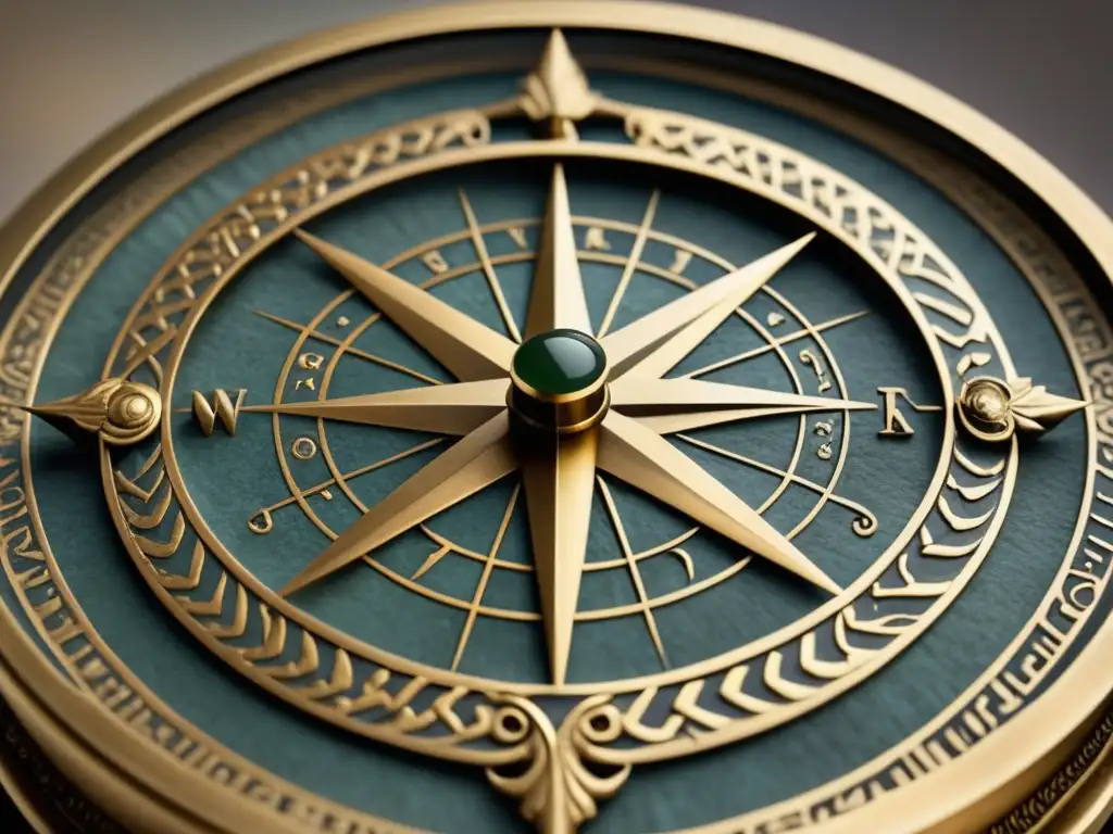 Detallada imagen de un bello compás antiguo griego de bronce con diseño elegante