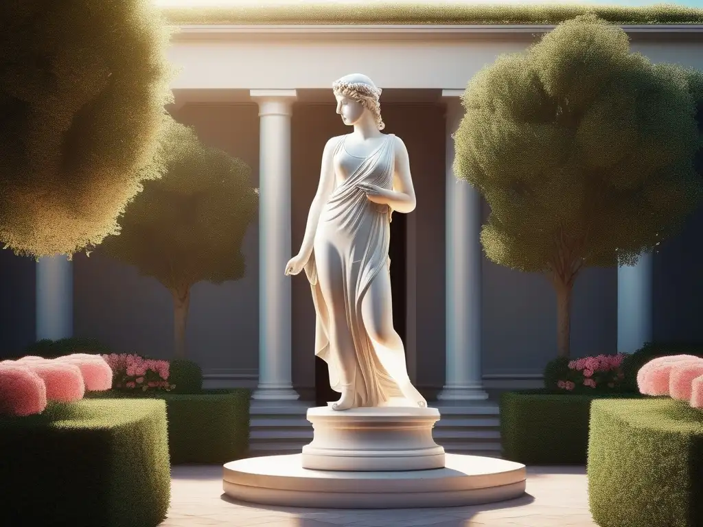 Imagen: Patio griego antiguo con estatua de Afrodita - Amor y sexualidad en la Antigua Grecia