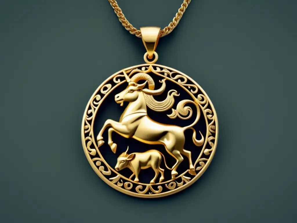 Diseños animales en joyería griega: Minotauro y Esfinge danzan en un elegante y detallado colgante dorado