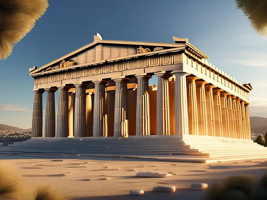 Parthenon dorado en Acropolis, símbolo icónico de Grecia