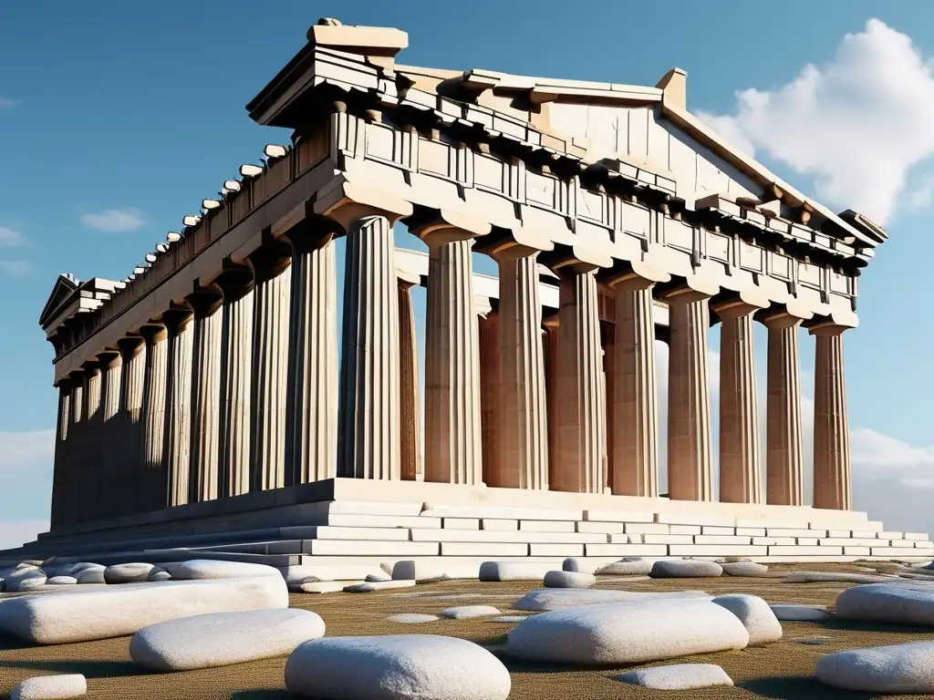 Fotorealista detalle del icónico Templo de Partenón en Atenas: historia y arquitectura