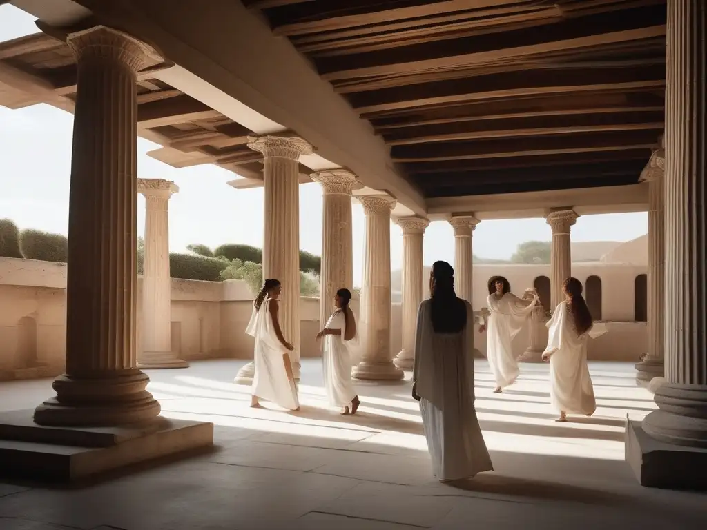 Mujeres empoderadas desafiando roles en gimnasios de la antigua Grecia