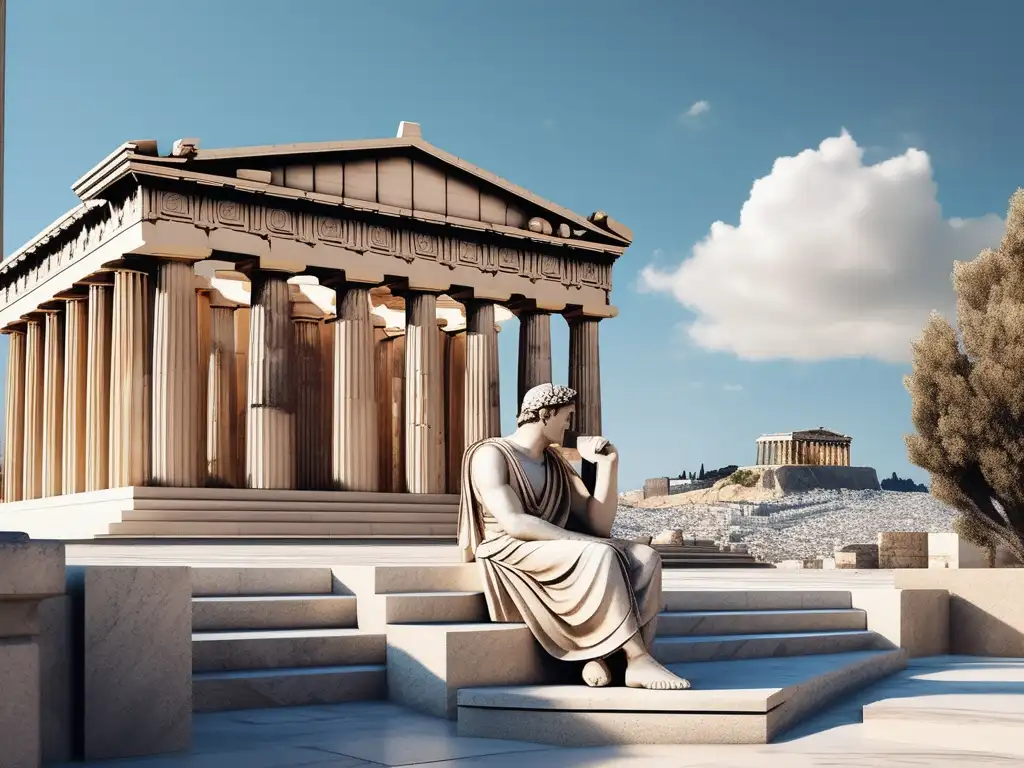 Filósofo en contemplación en Grecia Vestimenta filósofos Antigua Grecia contemplativa en escena griega