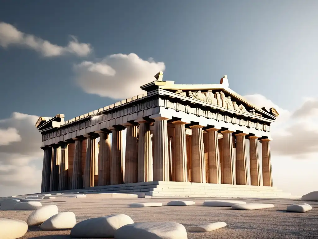 Importancia del Partenón en Grecia: Imagen del Parthenon en 8k, capturando su grandiosidad y detalles arquitectónicos