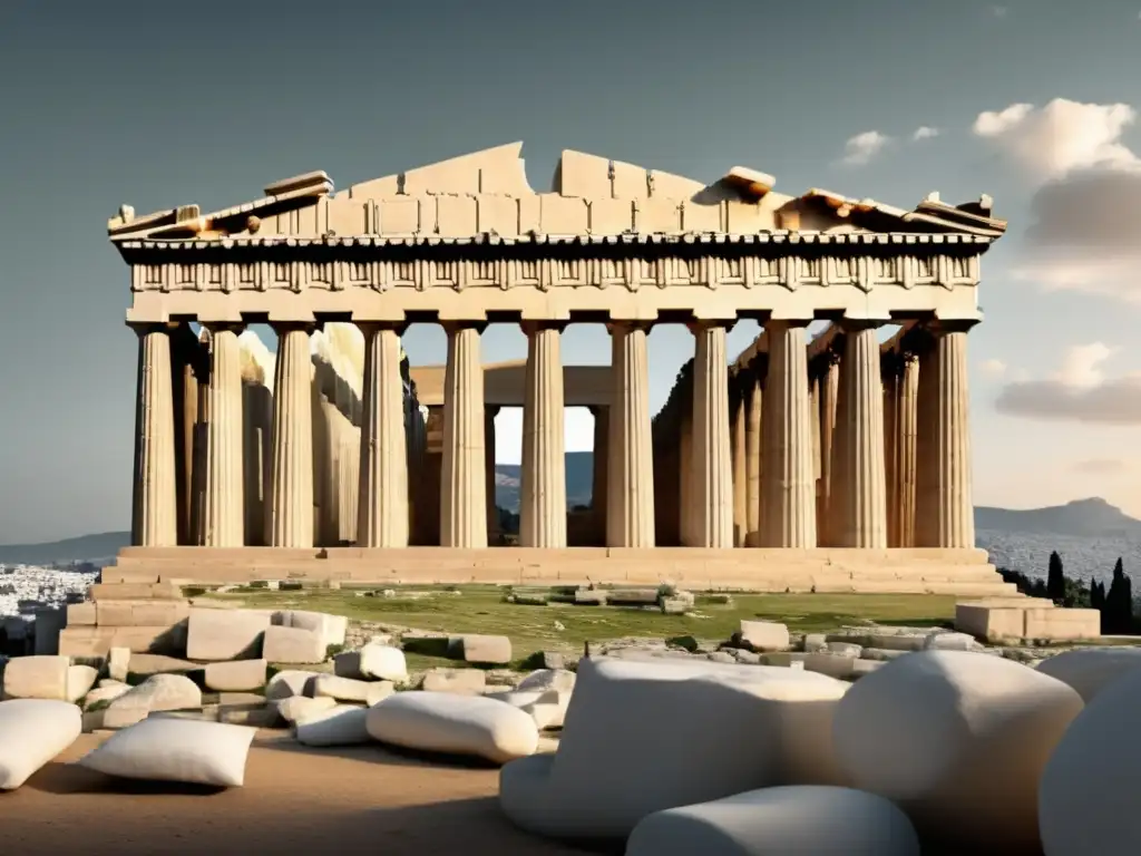 Parthenon en elevación: neoclasicismo griego, historia de la arquitectura, belleza y grandiosidad en 8k