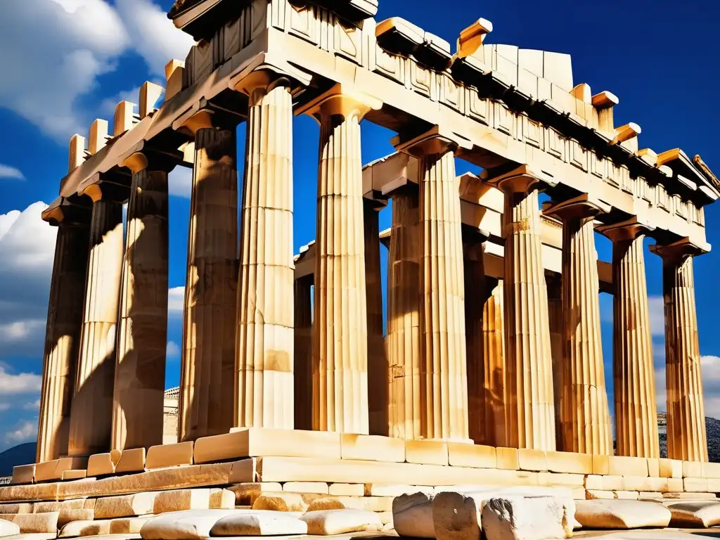 Celebración de las Panateneas en Grecia: Parthenon, templo antiguo, mujeres griegas procesión, oferta ceremonial