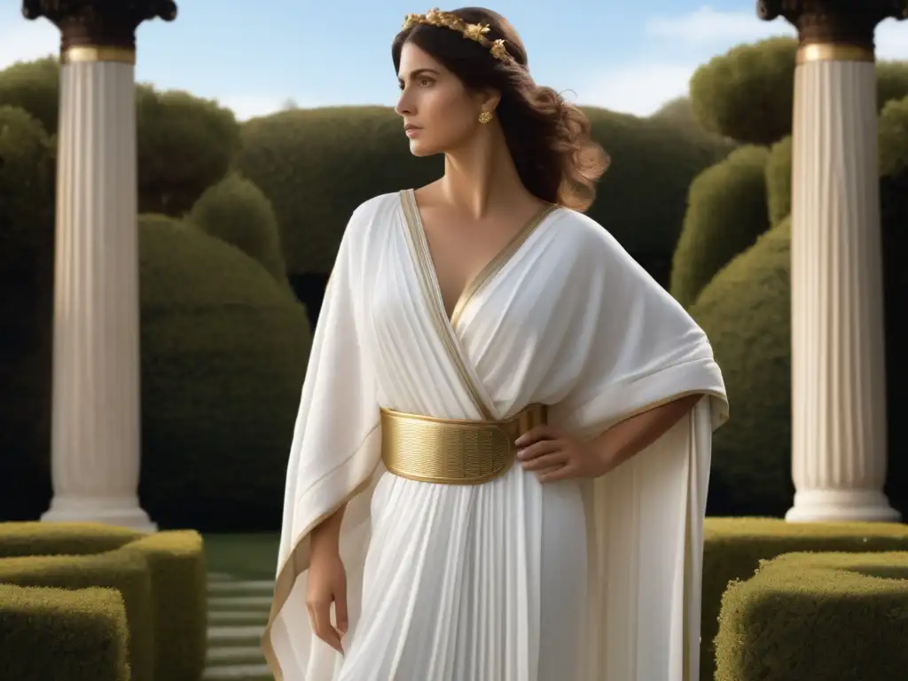 imagen realista de mujer griega con chiton en jardin antiguo 60 1