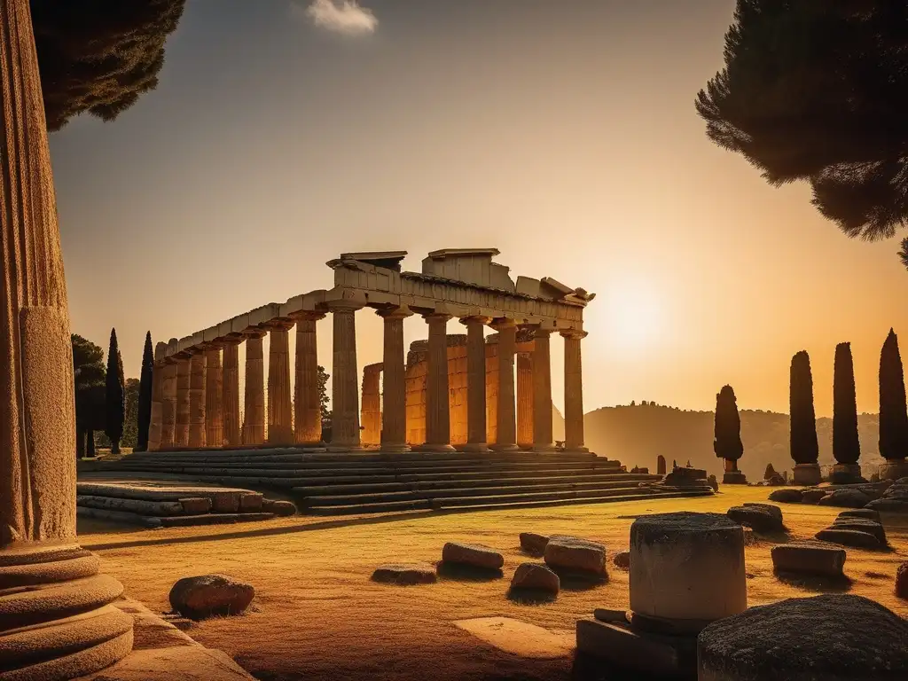 Ruinas de la antigua ciudad griega de Olympia con majestuoso Templo de Zeus - Importancia de los Juegos Nemeos en competencias modernas