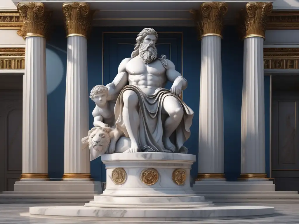 Estatua majestuosa de Zeus en el monte Olimpo: Influencia de la mitología griega