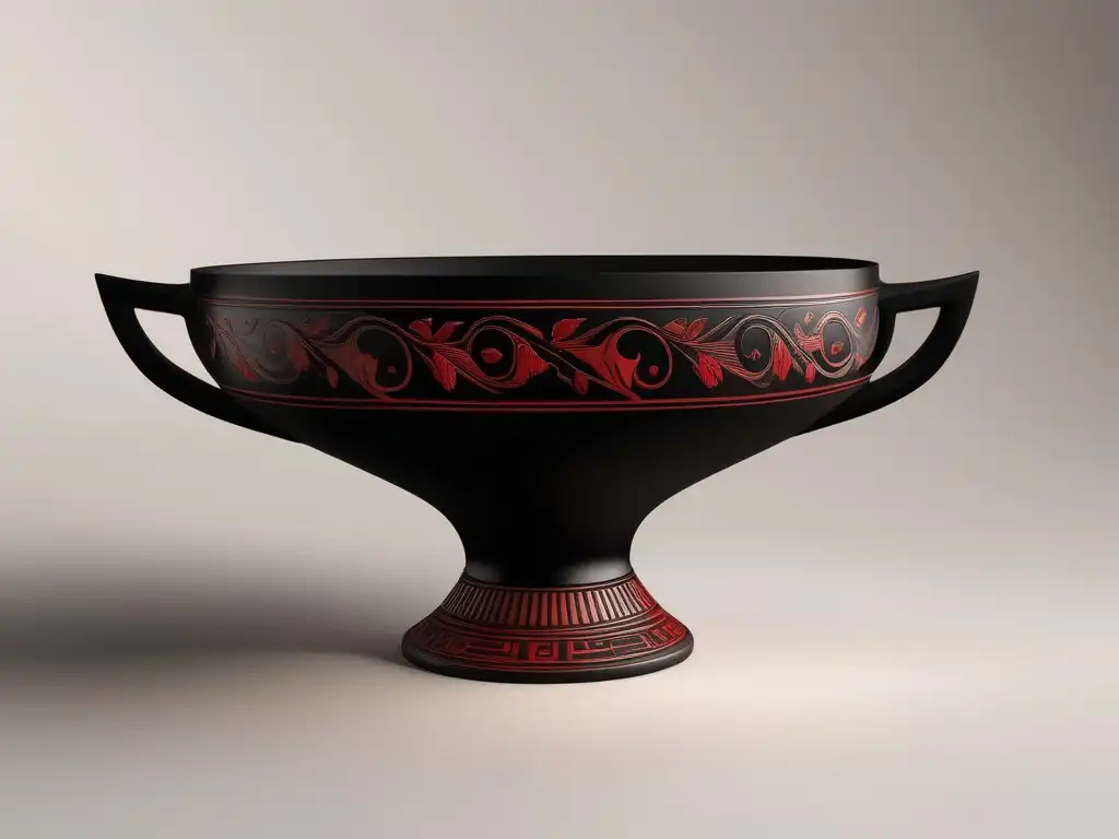 Kylix cerámico con glaseado negro y decoraciones de figuras rojas: El legado de la cerveza en la Antigua Grecia