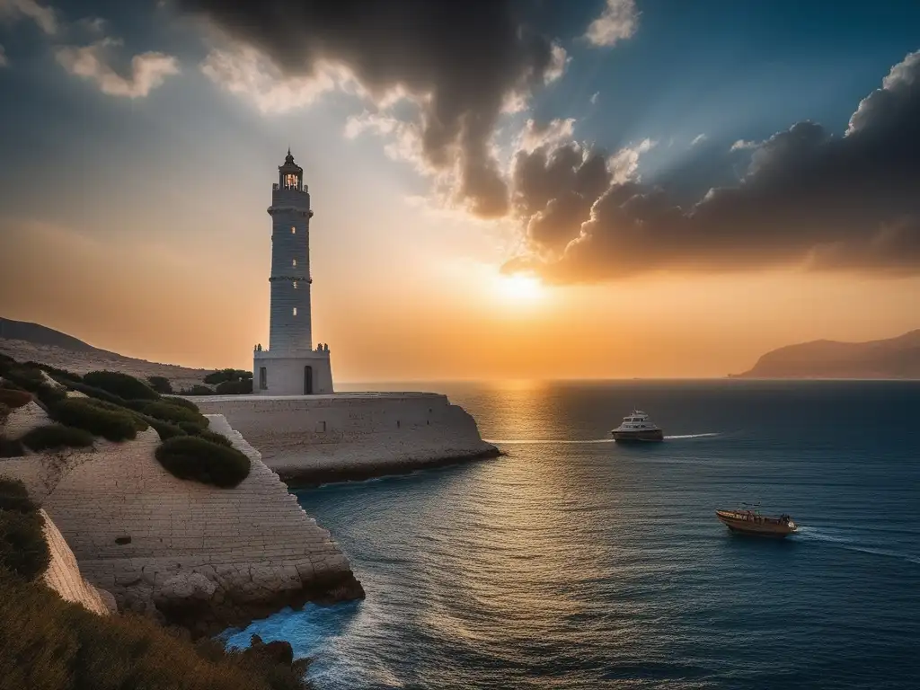 Faros de la Antigua Grecia: Navegación marítima segura junto al majestuoso faro de Pharos