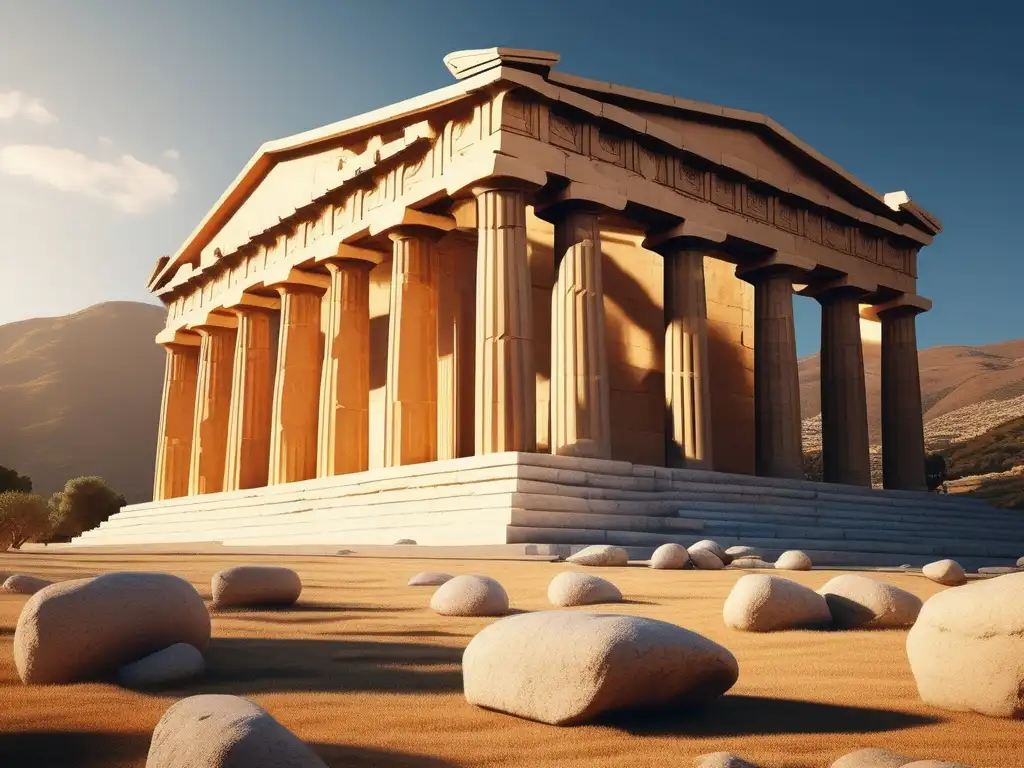 Templo griego en montañas con sectas misteriosas en Grecia Clásica