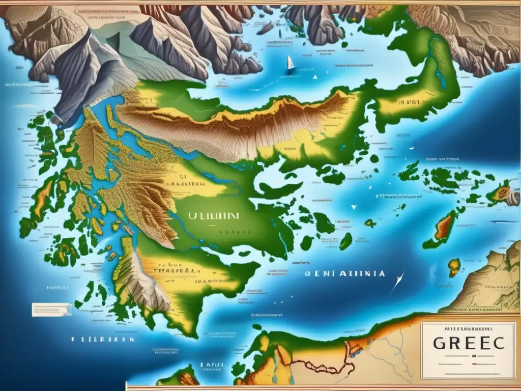 Mapa detallado de la Antigua Grecia: Interpretación geográfica con influencia de Aristóteles