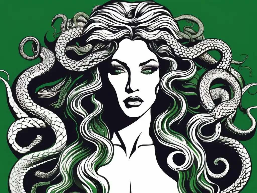 Medusa: historia y transformación en una imagen minimalista y realista