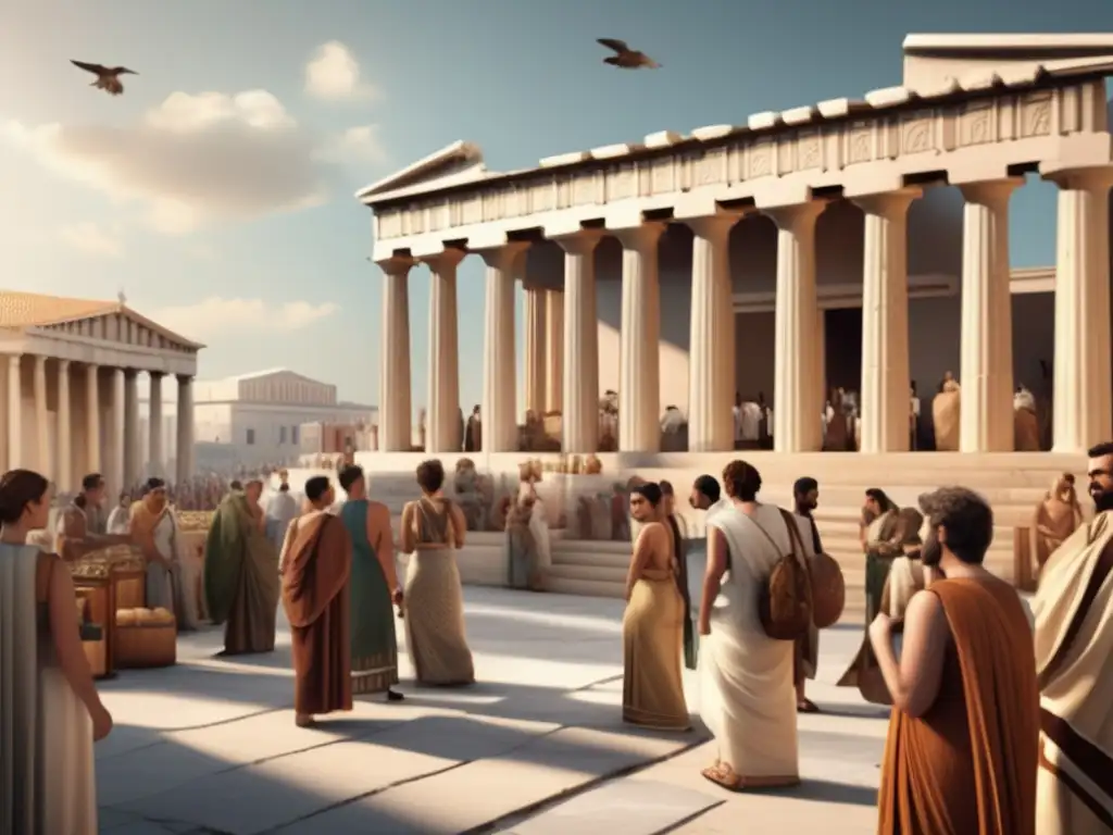 Venta de vestimenta democrática en Grecia antigua