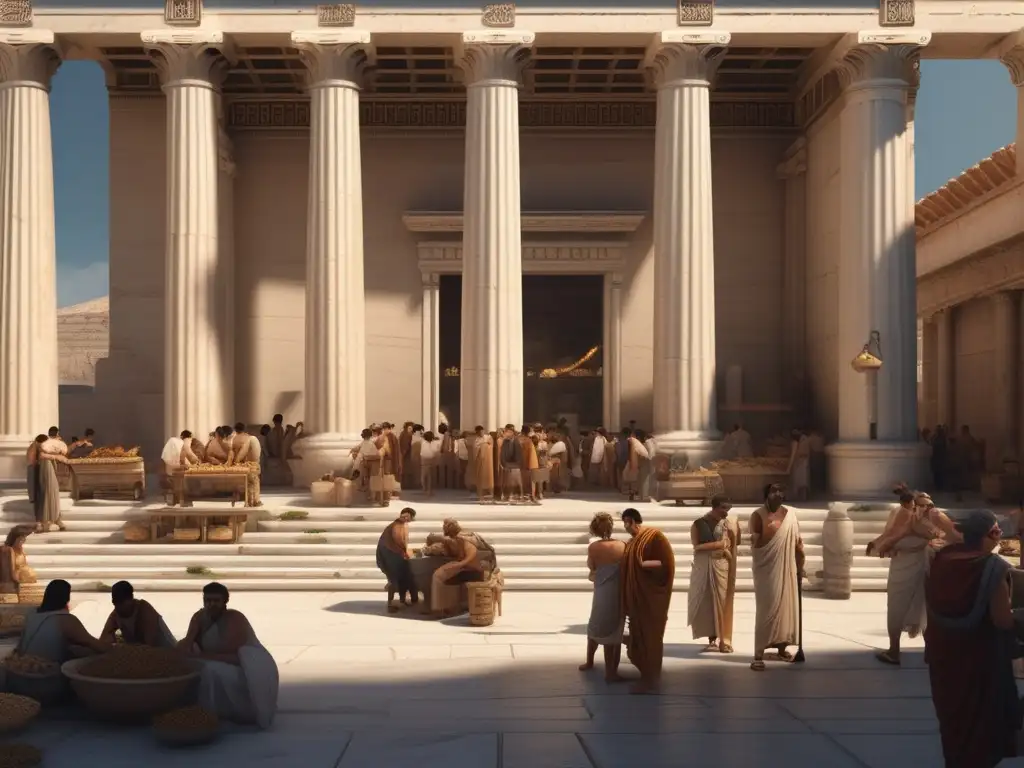 Sistemas financieros en la Antigua Grecia: Mercado griego antiguo, actividad comercial, deudas y crédito, arquitectura clásica, historia