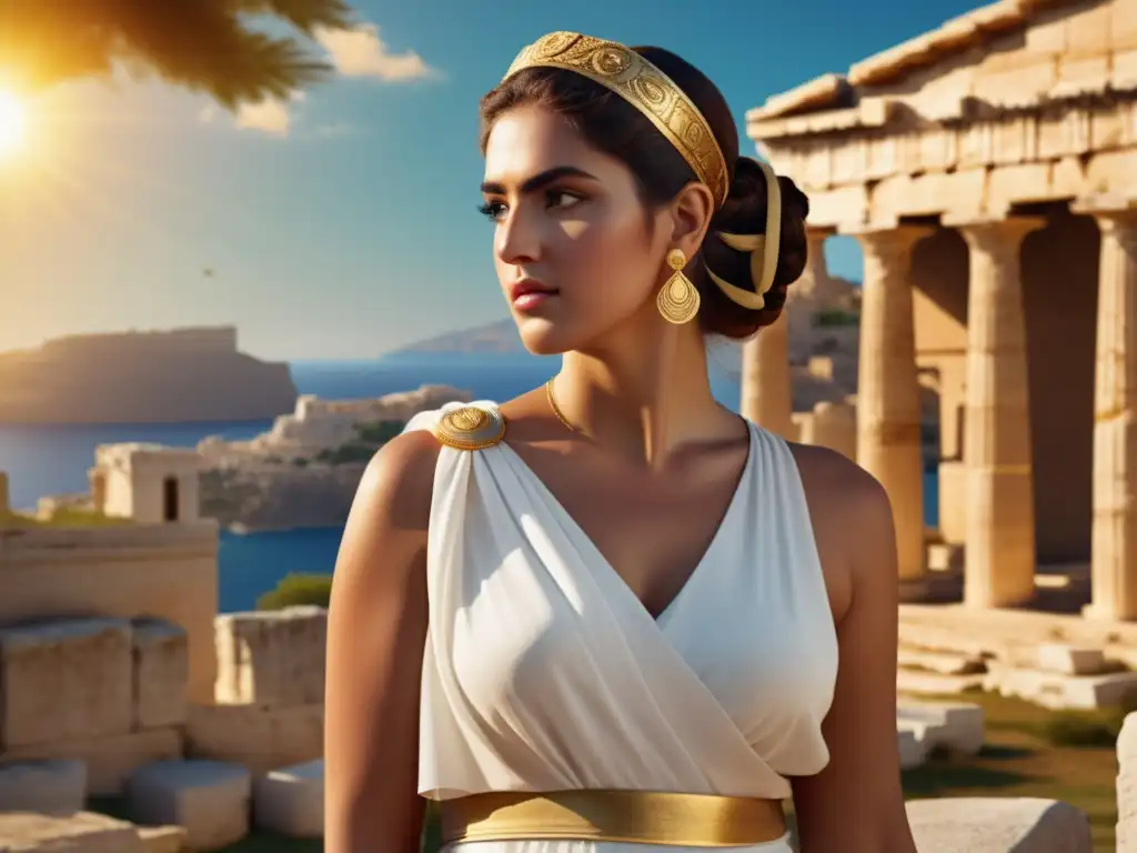 Mujer griega antigua con toga blanca y joyas: Joyas y accesorios en la Antigua Grecia