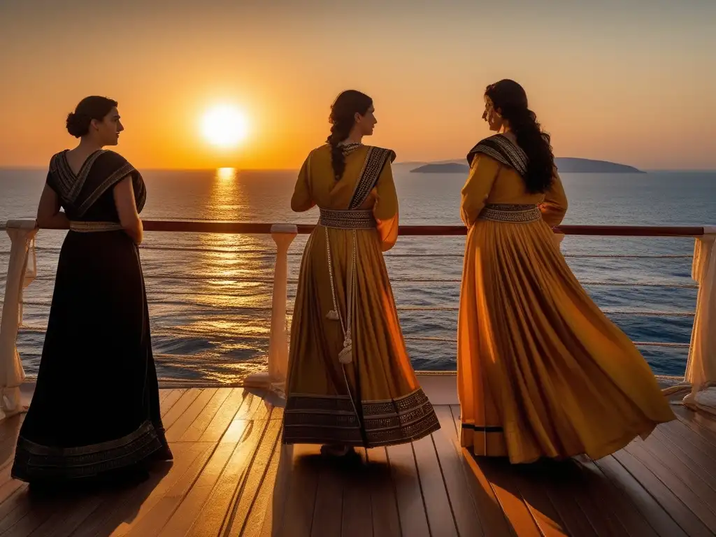 Mujeres en barcos griegos, poderosas y determinadas en un escenario inspirador de la historia marítima griega