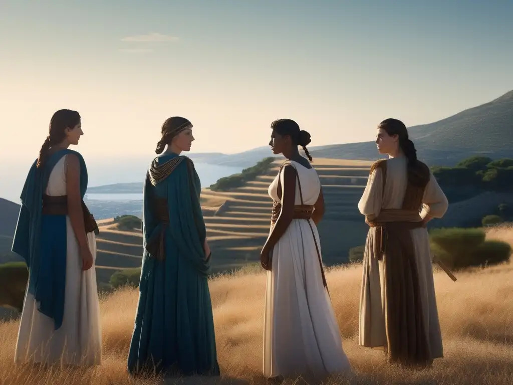 Mujeres guerreras en la antigua Grecia: escena minimalista resalta su importancia