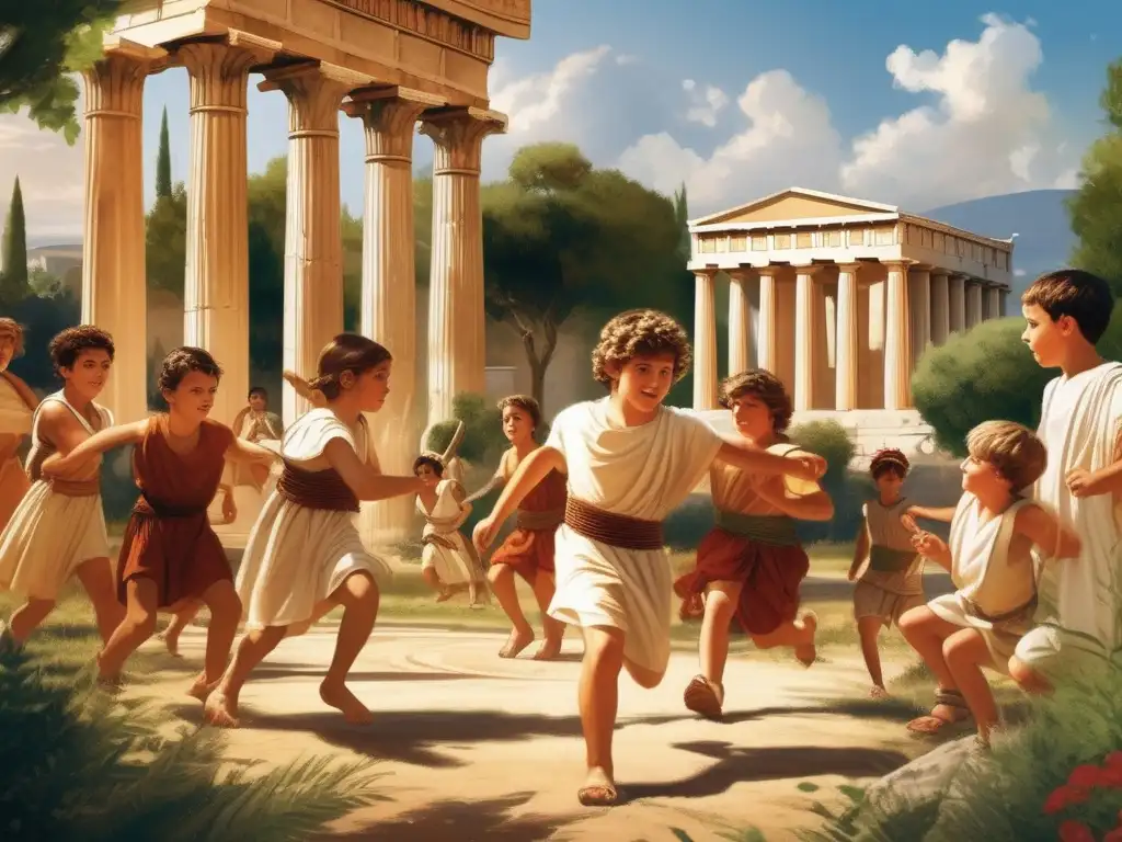 Niños en actividades físicas e intelectuales en la antigua Grecia Niños en la Antigua Grecia: juegos, estudio y sociedad