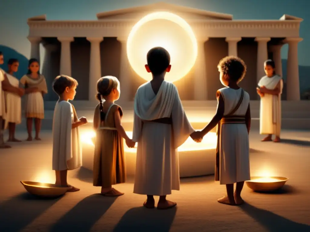 Niños griegos participando en ritual Los niños en la Antigua Grecia: rituales religiosos y arquitectura sagrada