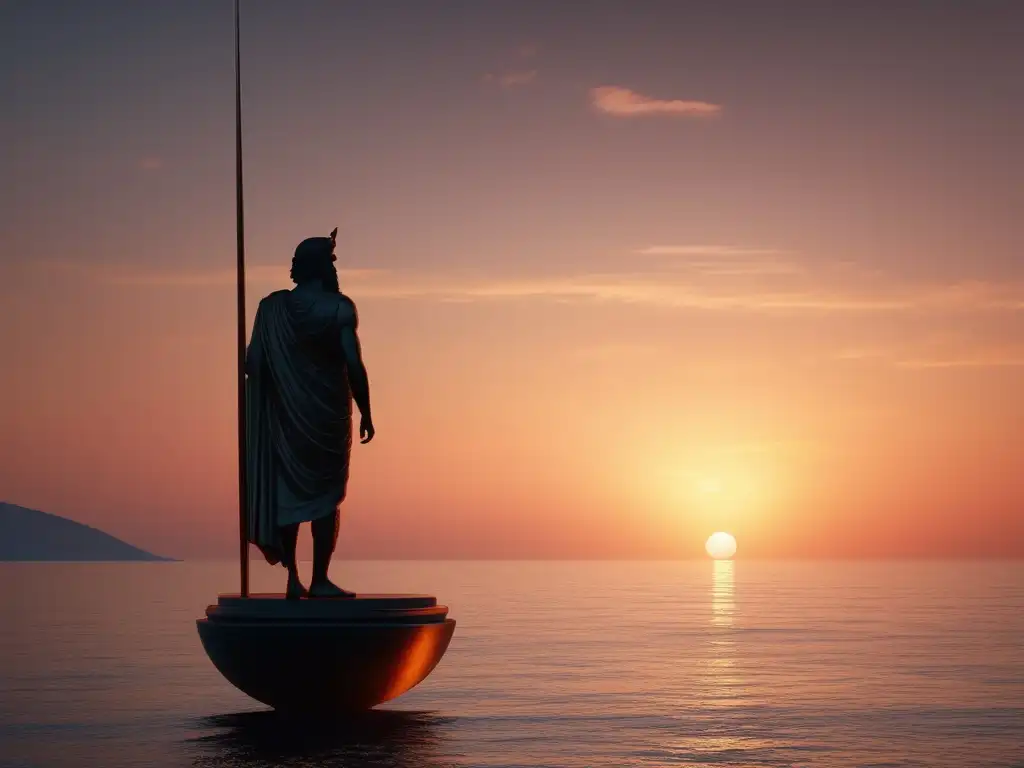 Imagen de Odiseo en su barco, contemplando el mar infinito - Odiseo: mito y realidad en Grecia