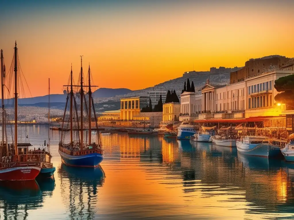 Vista impresionante del puerto antiguo de Atenas, Piraeus