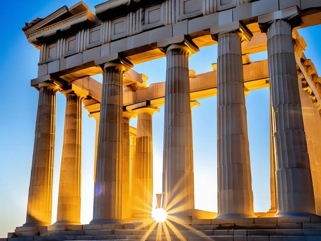 Influencia de Atenas en mundo moderno: Parthenon, templo icónico en Atenas, resalta en imagen fotorealista