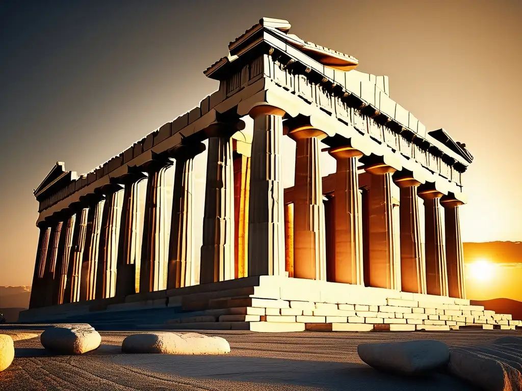 Prácticas ocultas Antigua Grecia - Parthenon en Atenas, Grecia: Majestuoso templo griego de mármol y detalles doricos