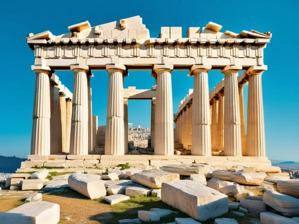 Ruinas del Partenón en la Acrópolis de Atenas, Grecia - Utilización del tornillo de Arquímedes en Grecia